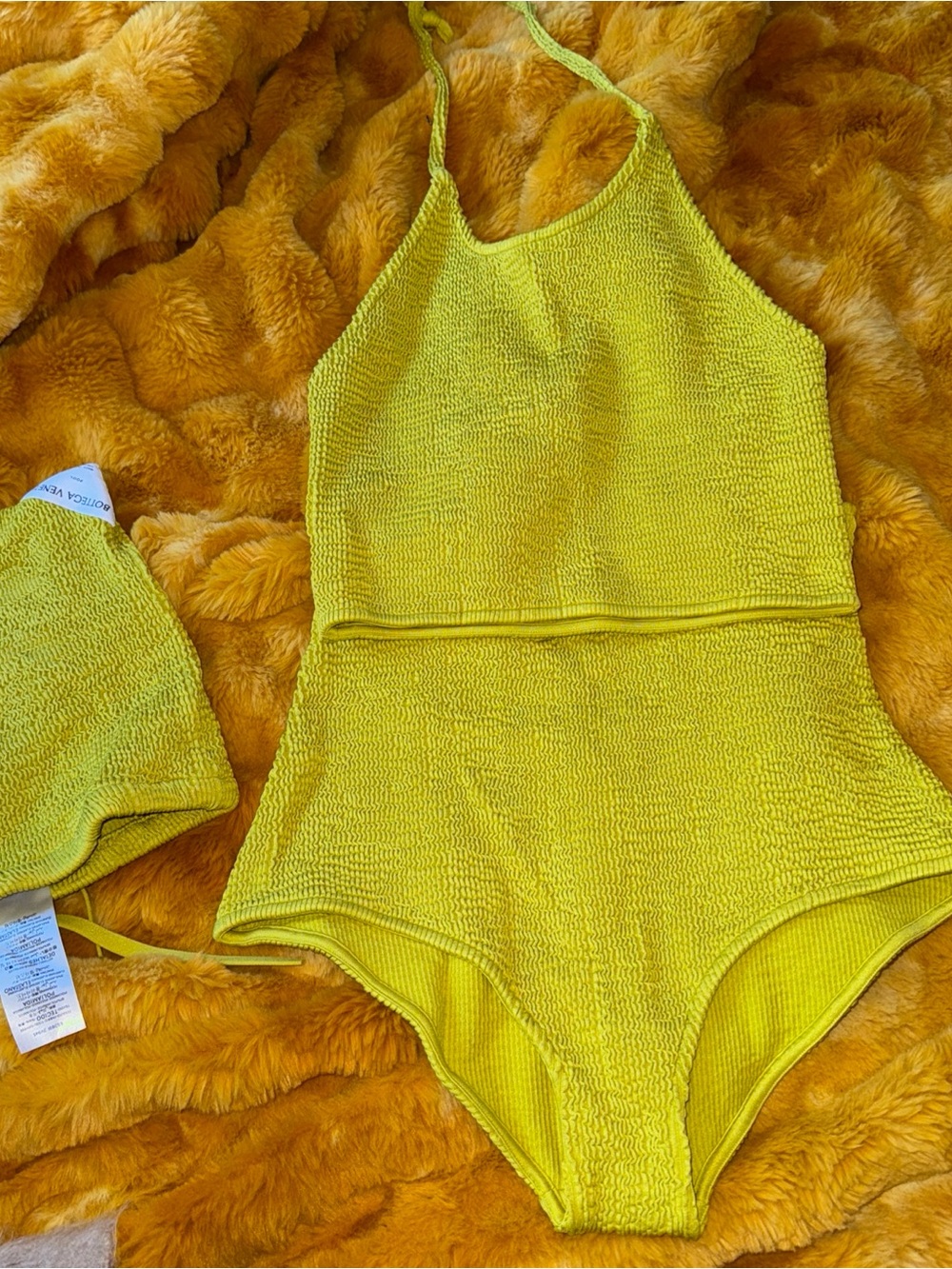 Bottega Veneta Lime Green Ribbed two-Piece